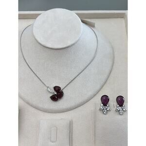 Nina Ricci Rhodium Plated with Swarovski Crystals Purple Necklace & Earring Set